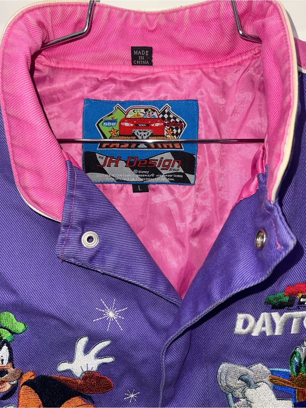 JH Design Vintage Disney Mickey & Friends Daytona 500 Jacket Size Large - Picture 6 of 11